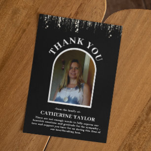 Black Photo Thank You Sympathy Funeral Card