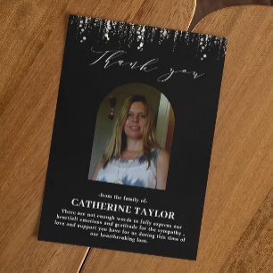 Black Photo Thank You Sympathy Funeral Card