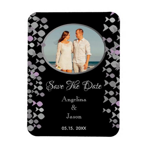 Black Photo Wedding Save The Date Invitation Magnet