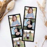 Black Photobooth Filmstrip Minimalist Photo Gift Bookmarks<br><div class="desc">This modern minimalist photo bookmark features a black background with three square photos on the front and three square photos on the back. You can keep the front and back the same (as shown) or customize it with six unique photos. This simple yet chic bookmark makes a lovely gift for...</div>