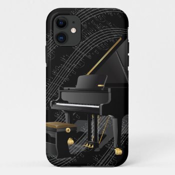 Black Piano Iphone Case by zlatkocro at Zazzle