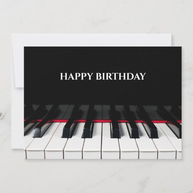 Black piano keys tuts happy birthday holiday card (Front)