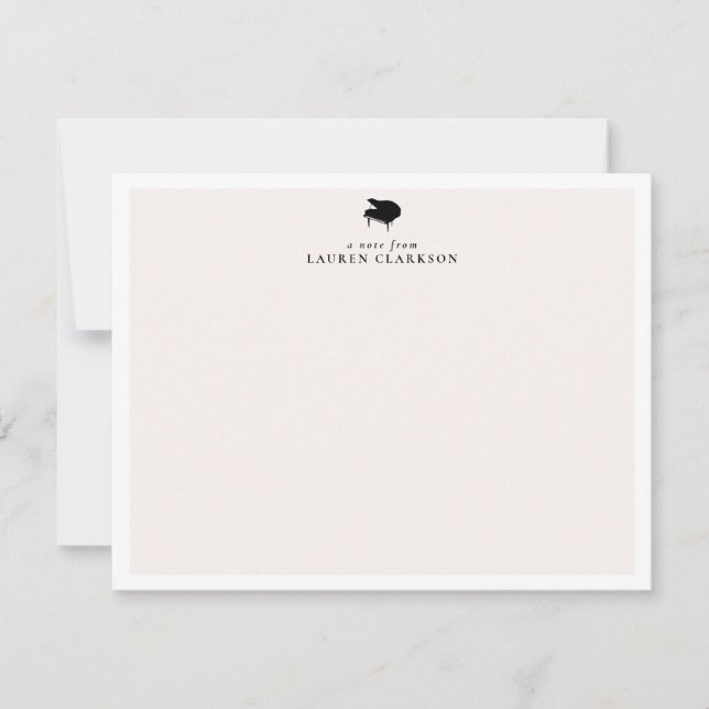 Black Piano Minimalist Music Note Card (Front)
