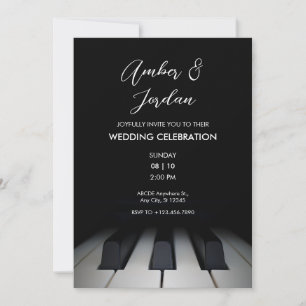 Black piano modern simple wedding invitation
