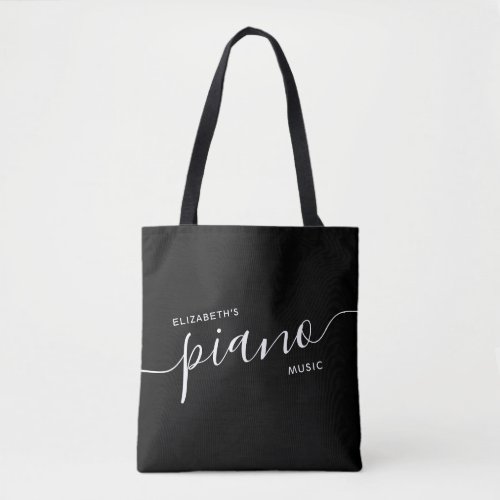 Black Piano Stuff Personalized Name Elegant Tote Bag