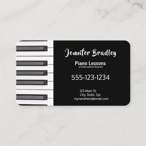 Black Piano Teacher Business Cards