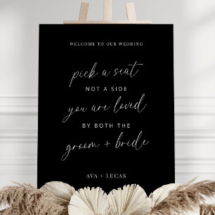 Black Pick A Seat Not A Side Wedding Ceremony Sign