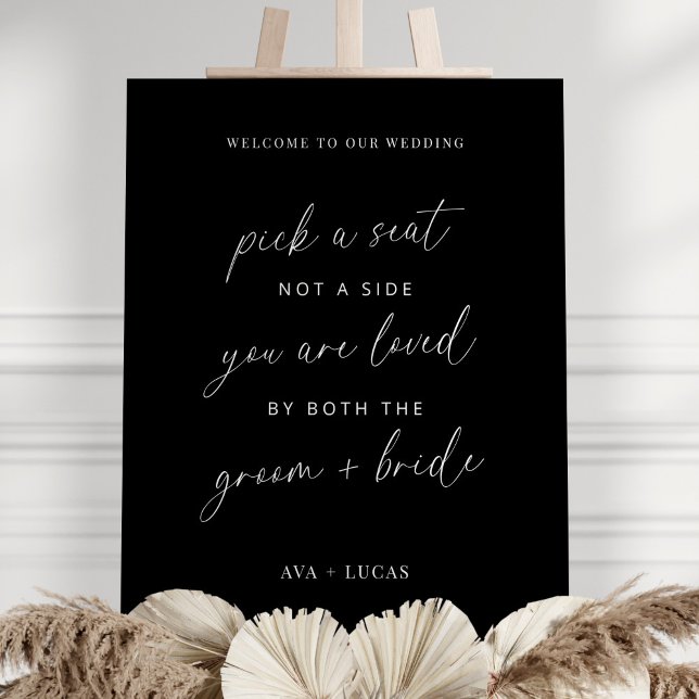 Black Pick A Seat Not A Side Wedding Ceremony Sign (Creator Uploaded)