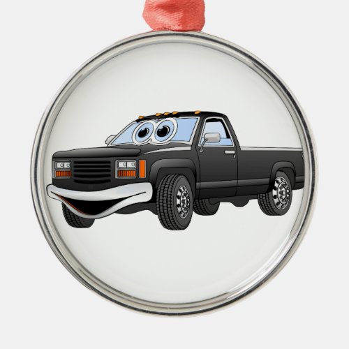 Black Pick Up Truck Cartoon Metal Ornament