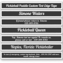 Black Pickleball Paddle Edge Tape Custom Text ICE