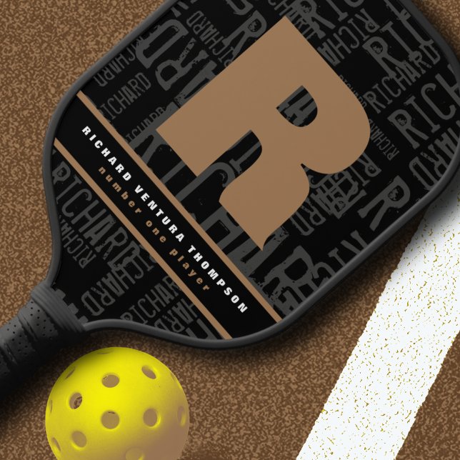Black Pickleball Paddle with Personalized Name  (Creator Uploaded)