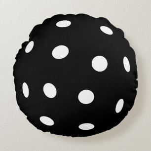 Black Pickleball Round Pillow