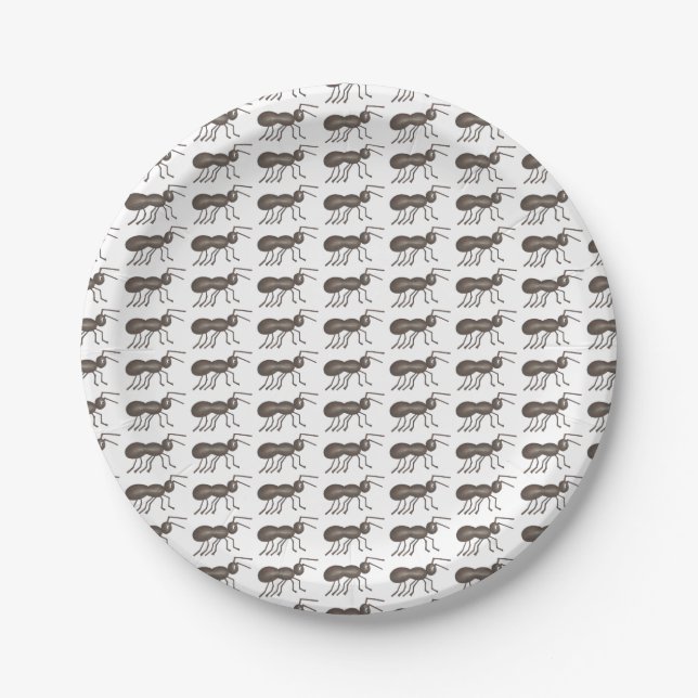 Black Picnic Ants Marching Summer Picnic Cookout Paper Plates (Front)