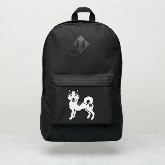 Black Piebald Alaskan Malamute Cute Cartoon Dog Port Authority® Backpack
