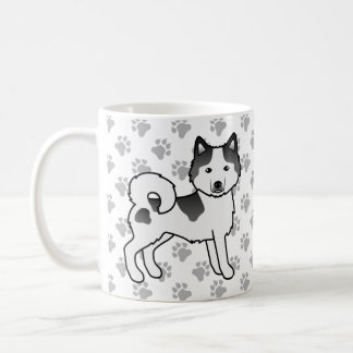 Black Piebald Alaskan Malamute Cute Dog &amp; Paws Coffee Mug