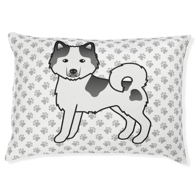 Black Piebald Alaskan Malamute Cute Dog & Paws Pet Bed (Front)