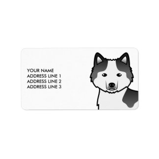 Black Piebald Alaskan Malamute Dog &amp; Custom Text Label