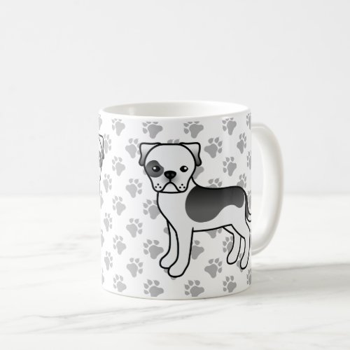 Black Piebald American Bulldog Cute Cartoon Dog Coffee Mug