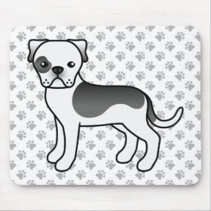 Black Piebald American Bulldog Cute Cartoon Dog Mouse Pad