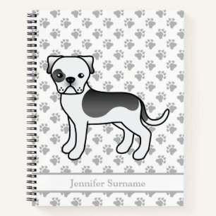 Black Piebald American Bulldog Cute Cartoon Dog Notebook