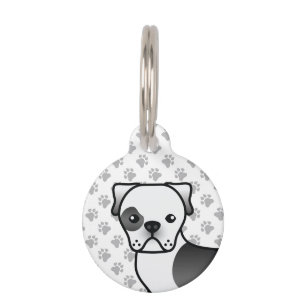 Black Piebald American Bulldog Cute Cartoon Dog Pet ID Tag