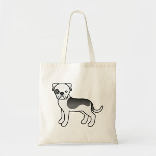 Black Piebald American Bulldog Illustration Tote Bag