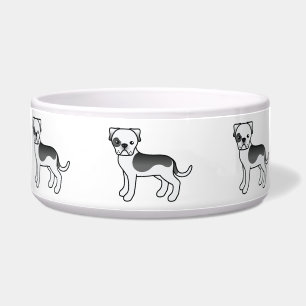 Black Piebald American Bulldogs In A Row Bowl
