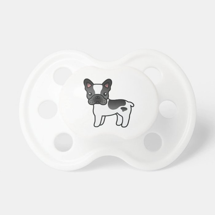 Black Piebald Cartoon French Bulldog Baby Pacifier