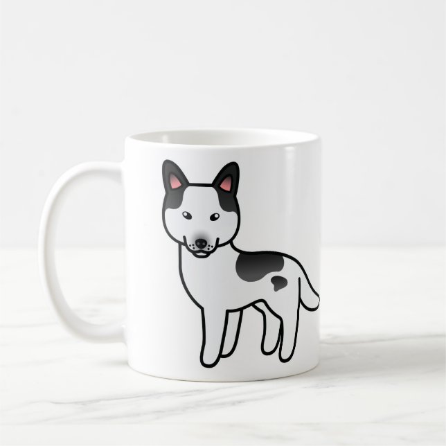 Black Piebald Cartoon Siberian Husky Coffee Mug (Left)