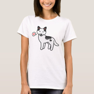 Black Piebald Cartoon Siberian Husky Love T-Shirt