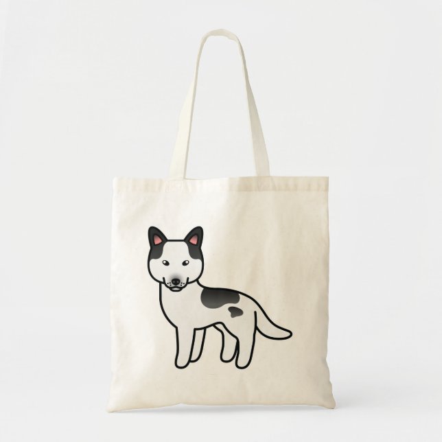 Black Piebald Cartoon Siberian Husky Tote Bag (Front)