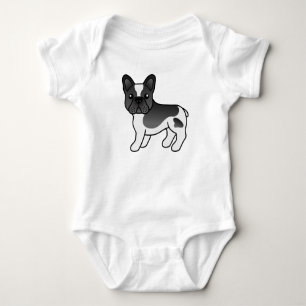 Black Piebald French Bulldog Cute Cartoon Dog Baby Bodysuit