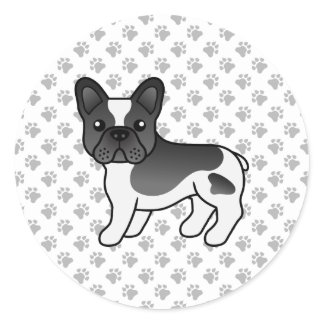 Black Piebald French Bulldog Cute Cartoon Dog Classic Round Sticker