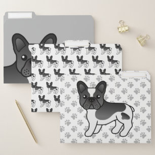 Black Piebald French Bulldog Cute Cartoon Dog File Folder