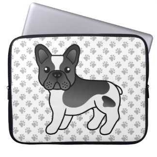Black Piebald French Bulldog Cute Cartoon Dog Laptop Sleeve