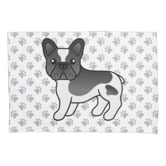 Black Piebald French Bulldog Cute Cartoon Dog Pillow Case