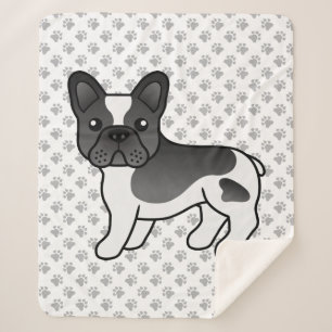 Black Piebald French Bulldog Cute Cartoon Dog Sherpa Blanket