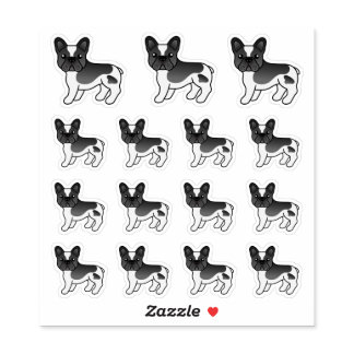 Black Piebald French Bulldog Cute Cartoon Dogs Sticker