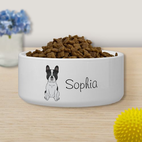 Black Piebald French Bulldog  Frenchie Dog  Name Bowl