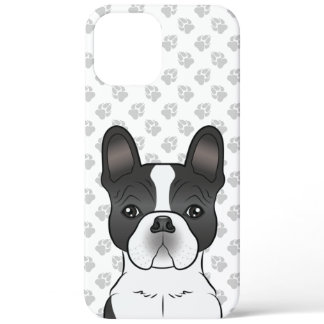 Black Piebald French Bulldog / Frenchie Dog &amp; Paws iPhone 12 Pro Max Case