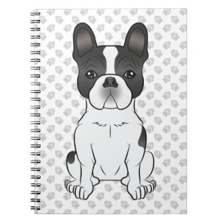 Black Piebald French Bulldog / Frenchie Dog & Paws Notebook