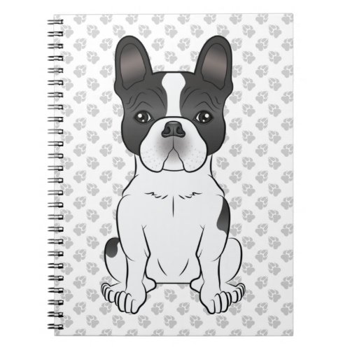 Black Piebald French Bulldog  Frenchie Dog  Paws Notebook