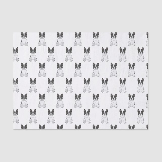 Black Piebald French Bulldog / Frenchie Pattern Tissue Paper (Front)