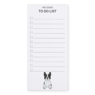 Black Piebald French Bulldog / Frenchie To Do List Magnetic Notepad