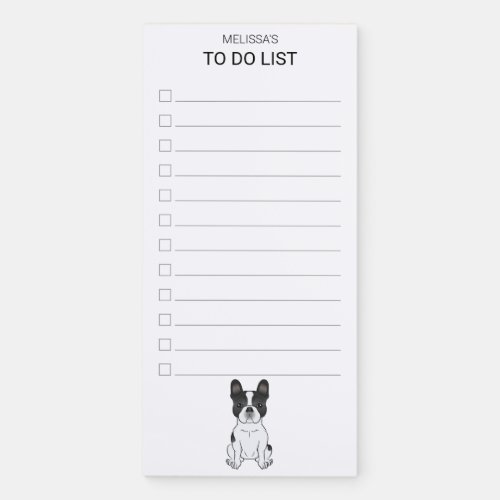 Black Piebald French Bulldog  Frenchie To Do List Magnetic Notepad
