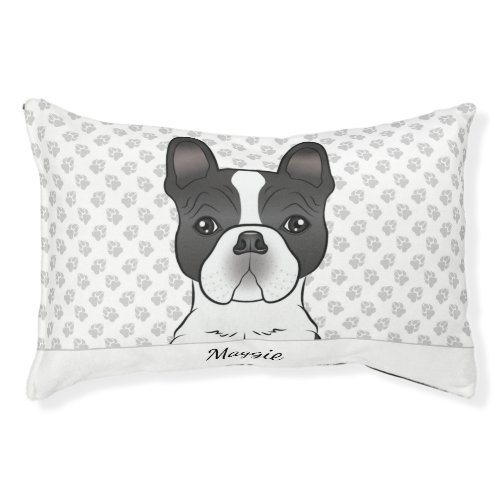 Black Piebald French Bulldog Head  Name Pet Bed