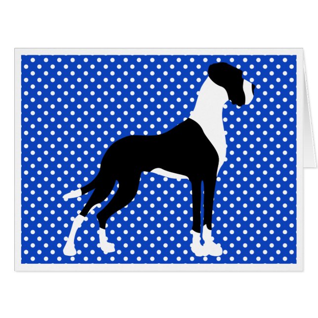 Black Piebald Great Dane Cards (Front Horizontal)