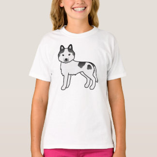 Black Piebald Siberian Husky Cute Cartoon Dog T-Shirt