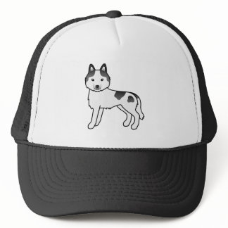 Black Piebald Siberian Husky Cute Cartoon Dog Trucker Hat
