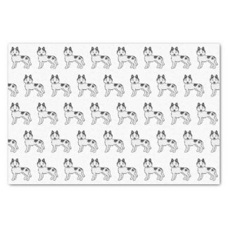 Black Piebald Siberian Husky Cute Dog Pattern Tissue Paper